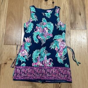 Lilly Pulitzer Floral Sleeveless Romper with Pink and Green Accents